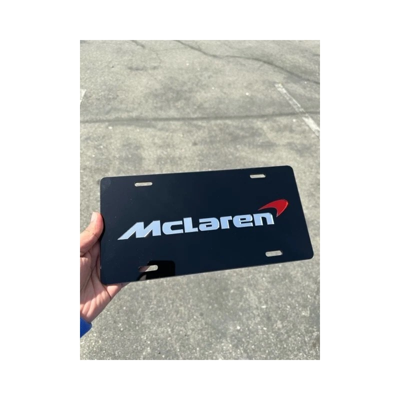 BLVD McLaren Black Mirror Acrylic License Plate Including Mounting Hardware