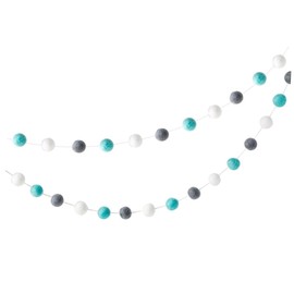 Ciieeo Felt Ball Garland with Pom Poms White Grey Green Wall Hanging Pendants for Bedroom Birthday Party Shower Decor Cozy Nordic Style