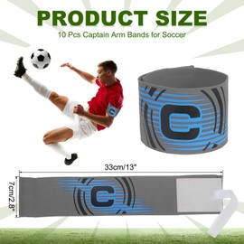 PATIKIL Fußball Kapitänsbinde, 10 Stück Kapitänsarmbänder für Fußball Elastische Kapitänsbinde Sport Kapitänsarmbänder für Jugendliche Erwachsene Fußballteamtraining Grau