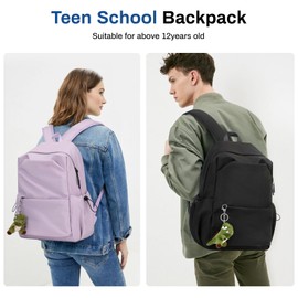 PIG PIG GIRL School Backpack for Teens, Lightweight School Bags for Girls Boys Bookbag Casual College Backpack with Furry Doll, Black