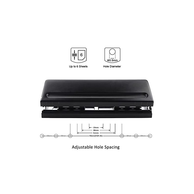 Perforadora ajustable de 6 agujeros para planificadores, perforadora de papel