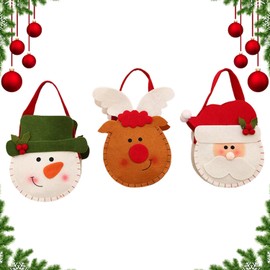 Christmas Bags, Pack of 3 Fabric Gift Wrapping, Christmas Bags Candy Bag, Apple Gift Wrapping, Gift Bags Christmas Santa Claus Snowman Elk, Christmas Decoration