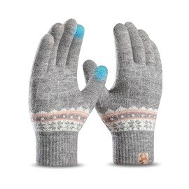 Viiotu Touchscreen Winter Gloves, Thermal Knitted Gloves for Women Cold Weather, (Gray, one size)