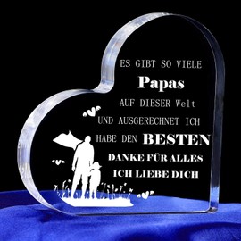 Keismodye Gifts for Dad, Heart Shaped Acrylic Sign Gift Ideas for Best Dad, Father's Day Gift, Birthday Gift for Father, Dad from Daughter, Son