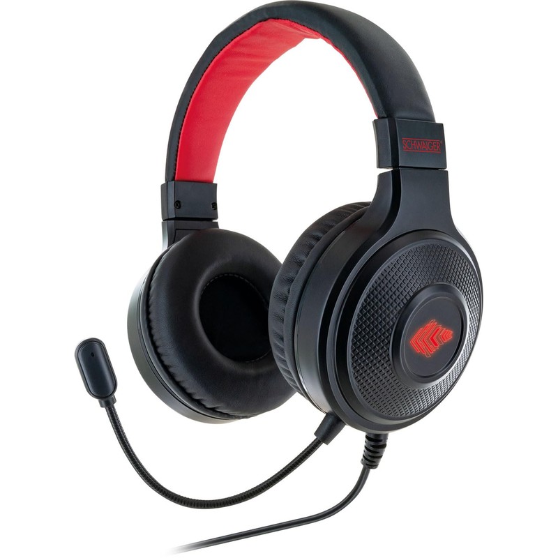 SCHWAIGER GHS1000 013 Headset Headphones Over-Ear LED Lighting Flexible Microphone