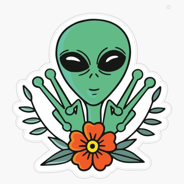 Double Peace Sign Alien Vinyl Window Bumper Sticker Decal 5"