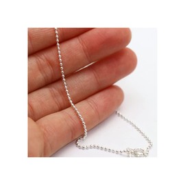 Verona Jewelers 925 Sterling Silver Italian 1.5MM, 2MM Silver Bead Ball Chain Necklace, Sterling Silver Bead Necklace, Italian Bead Necklace, Solid Dog Tag Chain Army Necklace (14.00, 1.5MM)