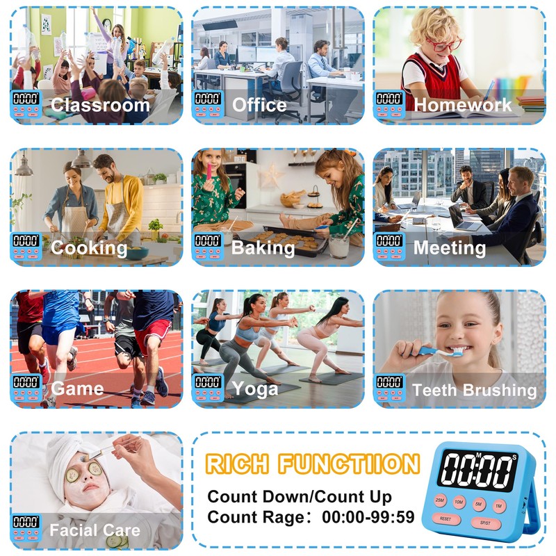 Pomodoro Timer for Kids, Digital Productivity Timer with Loud Alarm,