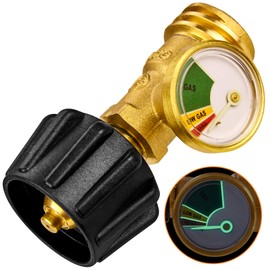 Flame King Propane Tank Gauge Level Indicator Leak Detector Gas Pressure Meter Color Coded & Glow in the Dark Universal for Cylinder, BBQ Gas Grill, RV Camper, Heater and More Appliances, Brass