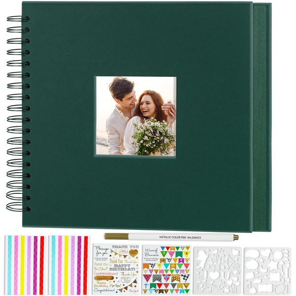 Miaikoe 20.5x20.5 cm DIY Scrapbook Album with Window Hardcover Kraft