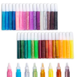 abeec Glitter Glue Pens – 32 x Tubes of 10ml Coloured Glitter Pens – 32 Glitter Glue for Kids for Craft Supplies Set – Craft Glitter Glues - Card Making Supplies - Arts and Crafts for Kids