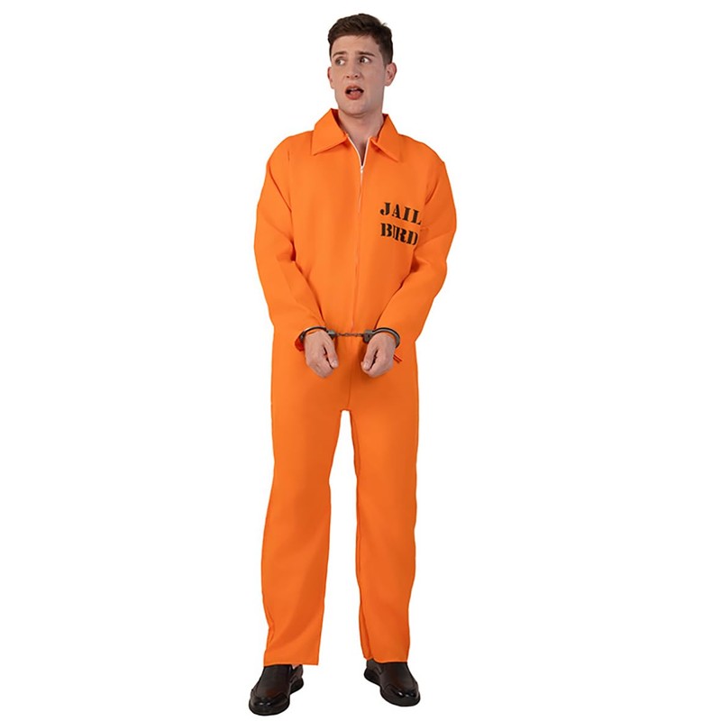 PGOND Adult Men's Prisoner Orange Jumpsuit Costume