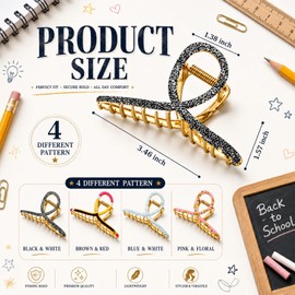 Wavyknot 4 Pcs Back to School Teacher Appreciation Gifts Composition Notebook Hair Clips Preschool Kindergarten Teacher Gifts Pencil Claw Clips First Day of School Women Gift Cute Coquette Accessories
