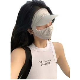 SANGaa Breathable UV Face Covering UPF 50+ Women Ice Silk Full Face Mask，Washable Reusable ，Sunscreen，Suitable for outdoor cycling (Grey-b)