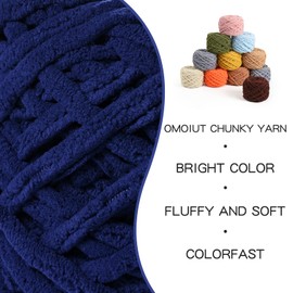 Plush Chenille Chunky Yarn 100g (49.2yd) - Fluffy Velvet Yarn Crochet for Blanket Knitting and Crocheting - Baby Yarn for Crocheting Soft - Amigurumi Yarn (Navy Blue)