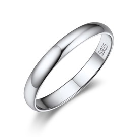 925 Sterling Silver Dome Rings, Simple Thin Stacking Silver Ring, Womens Ring Engraved, 3mm Plain Silver Rings for Teens Woman Size 8