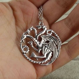 Gionatan Shop Targaryen Game of Thrones Daenerys Collana Metal Alloy Three Heads Necklace, Metal, Alloy