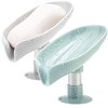 2Pack Soap Holder Leaf-Shape - Self Draining Soap Dish Holder,