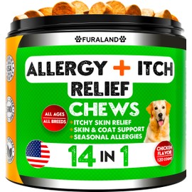 Dog Allergy Relief Chews - Dog Itch Relief - Omega 3 Fish Oil + Probiotics - Itchy Skin - Seasonal Allergies - Anti Itch Support & Hot Spots - Immune Supplement for Dogs
