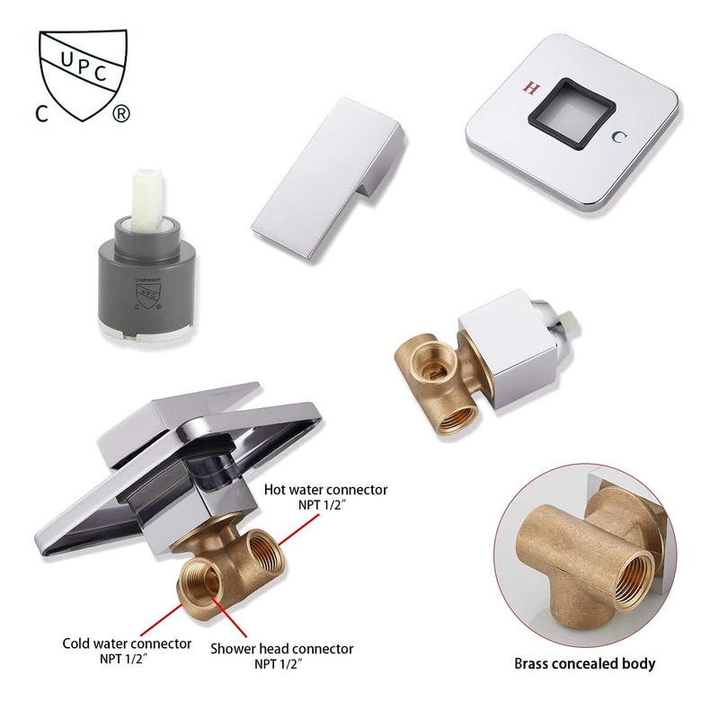 Ceiling Shower System Shower Faucet GGStudy Bathroom Luxury Rain Mixer