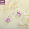 VESHON October Pink Tourmaline Rectangular Earrings, Princess Cut 925 Silver
