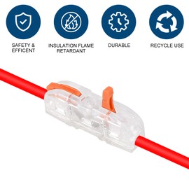 DIANN 20pcs Lever Wire Connector Compact Wire Connectors 1 to 1 Inline Electrical Lever Wire Connectors Assortment Splicing Connectors for 28-12 AWG (20pcs Orange)