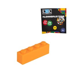 CMC imports 30 Clamping Blocks, Building Blocks, Basic Building Blocks, 1 x 4 Nubs, Compatible Bricks, 34 Different Colours (150 - Light - Orange)
