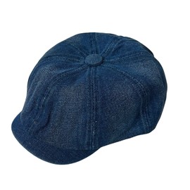 Fidra Unisex Stone Washed Denim 8 Panel Newsboy, Bakerboy Flat Cap, one Size Adjustable 58cm - 60cm (Denim Dark Blue)