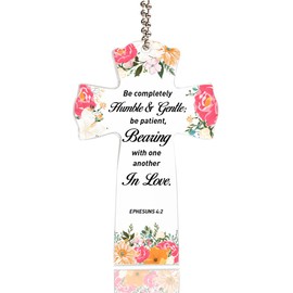 Christian Christmas Ornaments,Ephesuns 4:2 Be Completely Humble Sign Bible Verse Cross Ornaments,Christian Religious Scripture Prayer Gifts for Women Men,Christian Cross for Christmas Tree Decor