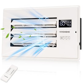 VIVOHOME 6'' x 10'' Opening Register Booster Fan with Adjustable Wind Direction Louver, Smart Intelligent Thermostat & 10-Speed Remote Control - 11.6" x 7.5" Vent Cover for Room, Floor, Wall - White