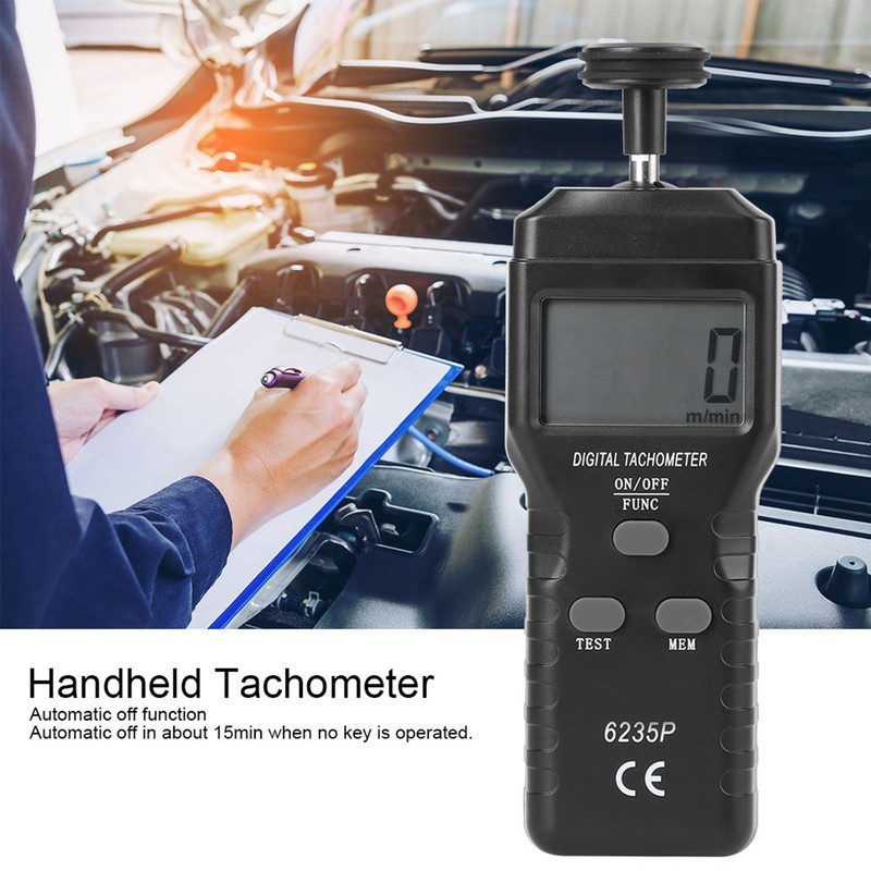 6235p Smart LCD Digital Tachometer 1.019999 rpm ContactType Tach Speed