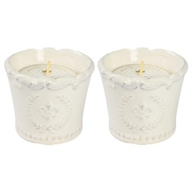Bourbon Royalty Classic White Marquis Small 3 Ounce Ceramic/Wax Scented Votive Jar Candle for Home or Office, Opulence, 2 Pack