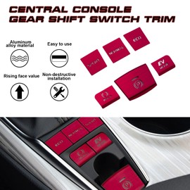 Xotic Tech Set(6pcs) Red Aluminum Alloy Gear Shift Button Switch Frame Cover Trim Compatible with Toyota Camry Hybrid 2018-2024