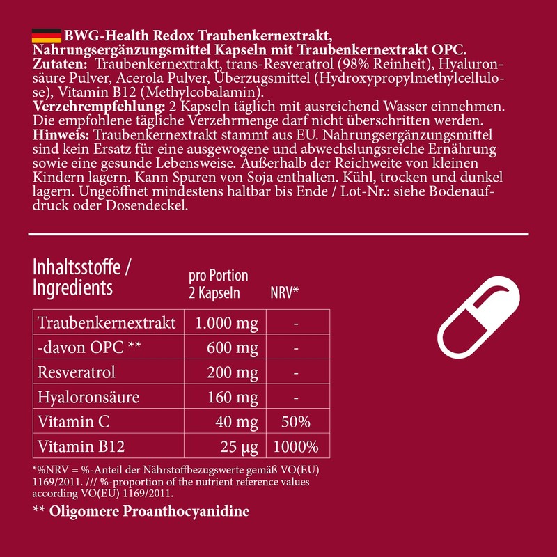 BWG HEALTH Redox 60 Kapseln, 100% vegan