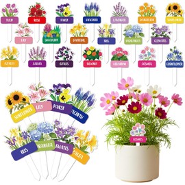 20 etiquetas acrílicas para plantas de flores, 20 etiquetas de estaca de plantas con nombres, marcadores impermeables para plantas de semillero, etiquetas reutilizables para plantas de