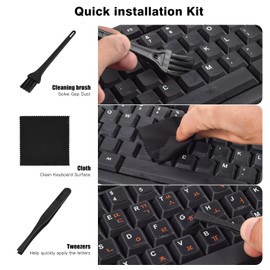 2PCS Russain Keyboard Stickers with Tweezer, Replacement Cyrillic Keyboard Letters Black Background Orange Letterring for Laptops Notebooks PC Computer Desktop, Russian-English Keyboard Sticker