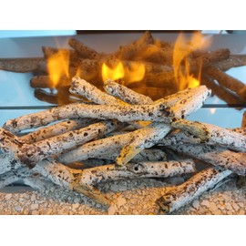 Chemin'Arte Decorative Birch Fireplace Logs for Electric Fireplace White Birch 12cm