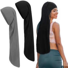Twistover 2 Pcs Jumbo Dreadlock Cap Hair Dreads Head Wrap Loc Wraps for Dreads Hair Accessories for Men Women Sleeping (Black,Gray,30 Inches)