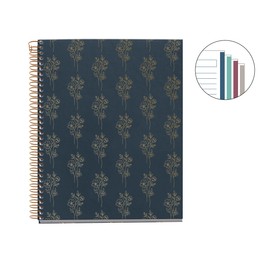 Miquelrius - A5 Notebook (148x210mm) 100 Ruled Pages 70gsm Hard Card Cover 4 Ribbon Spiral Bound 2 Holes Ruled Notebook Beautiful Stationery Bouquets