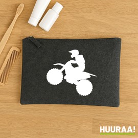 Huuraa Kulturbeutel Motocross Silhouette Geschenk 1 Liter Charcoal Filz Motocross Geschenkidee