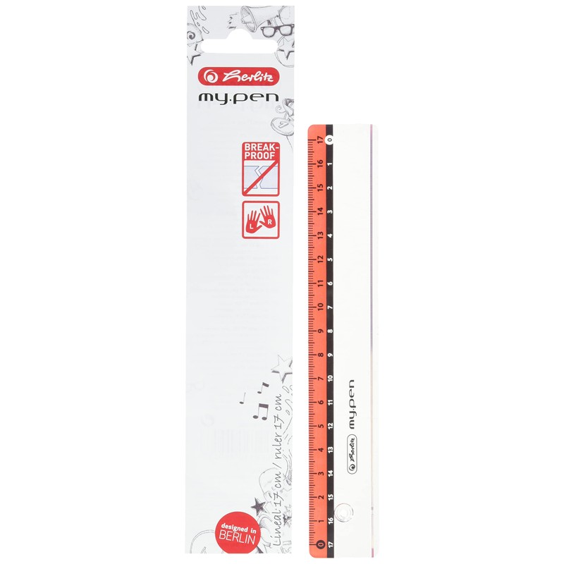 Herlitz 11367984 my.pen Ruler, 17 cm, Plastic, Assorted Colours (No