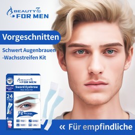 Beauty7 Wachsstreifen Fit Wax Strips Kaltwachs Enthaarungs Streifen Augenbrauen cold wax strips Wachs Streifen Haarentfernung zu Hause für Männer Schwert Augenbraue empfindliche Hauttypen 24 Stück
