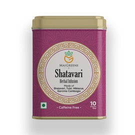 Mai Greens Shatavari Herbal Infusion - 10 PLA Pyramid Tea Bags | Blend of Shatavari, Pot Tamarind, Tulsi & Hibiscus | Caffeine-Free | Supports Hormonal Balance, Gut Health & Cooling Relief