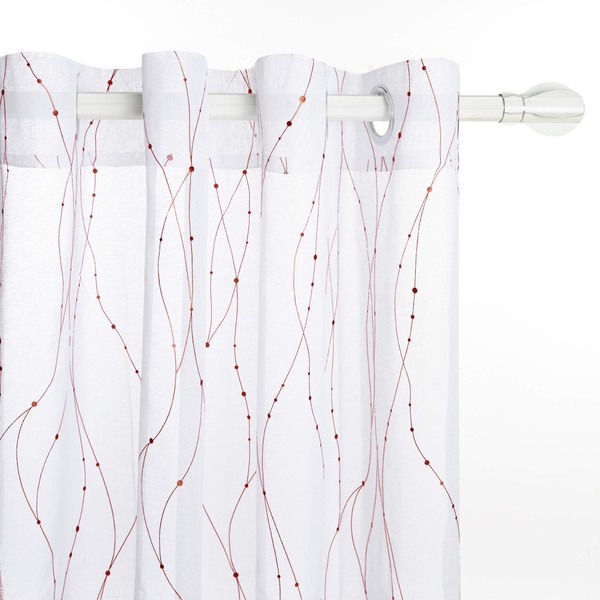 Deconovo White Sheer Curtains Grommet Top Dots Foil Printed Sheers