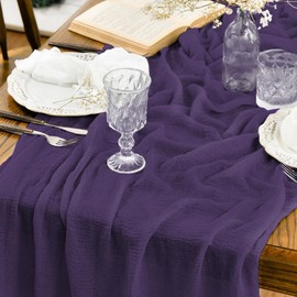 Artoid Mode - Camino de mesa de boda de gasa de muselina bohemia color morado, 120 pulgadas, tela estacional de Navidad e invierno, decoración de mesa para cocina, comedor y días festivos en el hogar