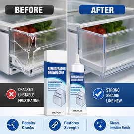 Refrigerator Repair Adhesive for Plastic & Glass – Cold-Resistant Clear Glue for Fridge Drawers, Shelves & Compartments