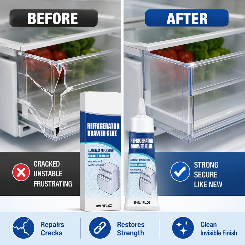Refrigerator Repair Adhesive for Plastic & Glass – Cold-Resistant Clear