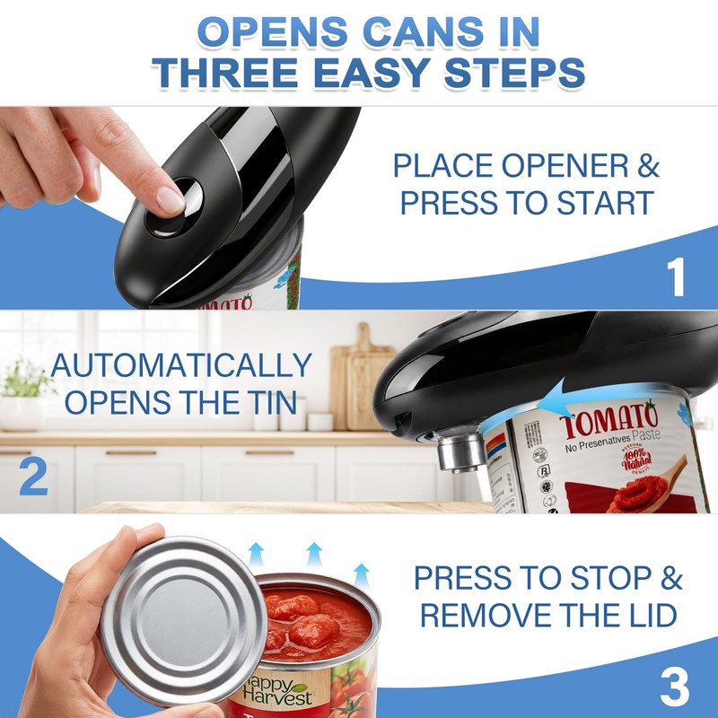 Automatic Electric Can Opener for Seniors & Arthritis, One-Touch Hands-Free