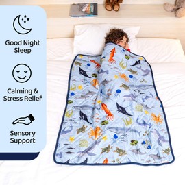 Aricove Kids Weighted Blanket, 5 lb, 36x48 inches, Small Size, Soft Cotton, Machine Washable, Blue/Ocean Animals