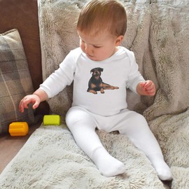 Azeeda 3-6 Month 'Goofy Rottweiler' Baby Romper Jumpsuit/Sleep Suit (SS00075658) White